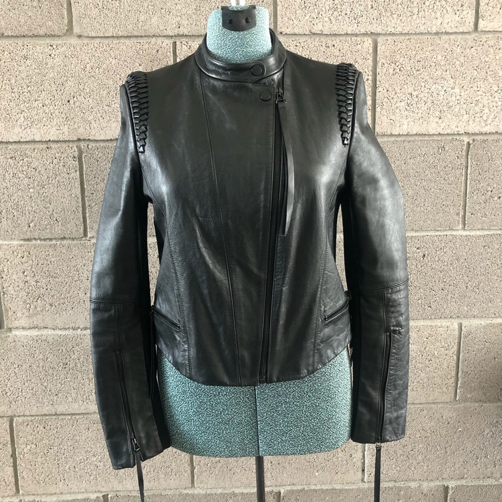 Dion Lee Braided Italian Leather Biker Jacket